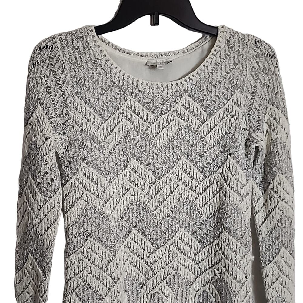 Lucky Brand Double Layer Sweater with Metallic Accent Thread, Small - Picture 2 of 6